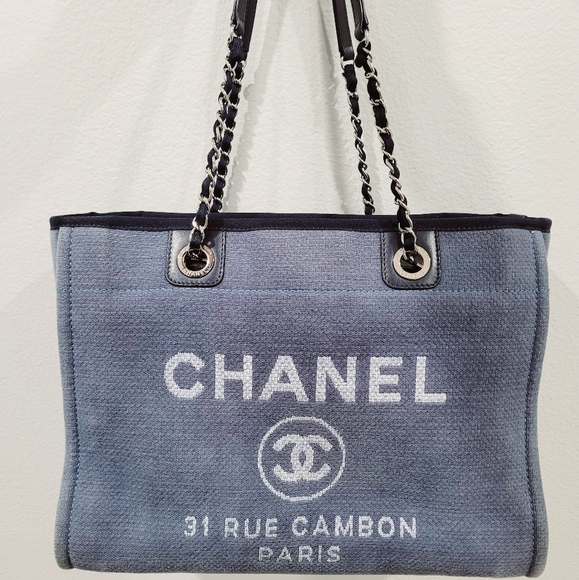 Chanel Deauville Denim Tote Bag Retro Blue Navy - Picture 7 of 7